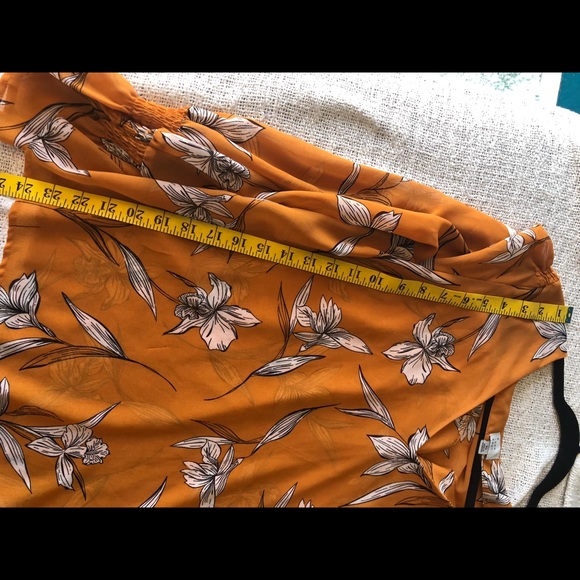 Women's Floral Print Long Bell Sleeve V-Neck Blouse - A New Day - Rust - Size XL - Picture 10 of 14